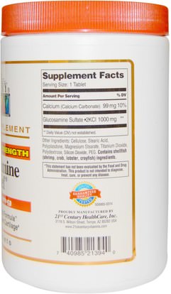 المكملات الغذائية، الجلوكوزامين 21st Century, Glucosamine Relief, Maximum Strength, 1,000 mg, 400 Tablets
