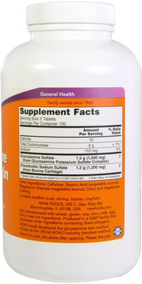 المكملات الغذائية، شوندروتن الجلوكوزامين Now Foods, Glucosamine & Chondroitin, Extra Strength, 240 Tablets
