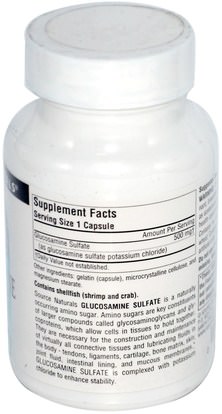 المكملات الغذائية، كبريتات الجلوكوزامين Source Naturals, Glucosamine Sulfate, 500 mg, 60 Capsules