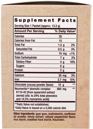المكملات الغذائية، الصحة، اضطراب نقص الانتباه، إضافة، أدهد Life Extension, CocoaMind, Mint Chocolate, 14 Packets, 6.52 oz (185 g)