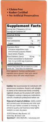 والمكملات الغذائية، والصحة، والانفلونزا الباردة والفيروسية Natures Way, Original Sambucus For Kids, Elderberry, 8 fl oz (240 ml)