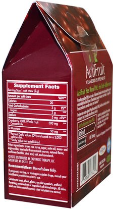 المكملات الغذائية، الأعشاب، التوت البري Enzymatic Therapy, ActiFruit, Cranberry Supplement, 20 Soft Chews