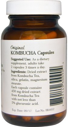 المكملات الغذائية، كومبوتشا Pronatura, Kombucha Capsules, 555 mg, 90 Capsules