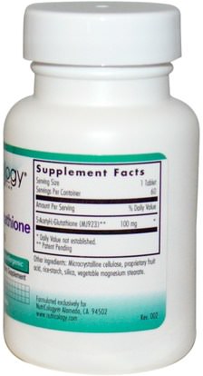 المكملات الغذائية، ل الجلوتاثيون Nutricology, Acetyl-Glutathione, 100 mg, 60 Scored Tablets