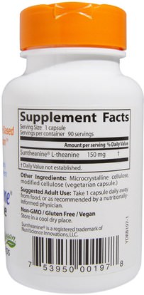 المكملات الغذائية، ل الثيانين، والصحة، ومكافحة الإجهاد Doctors Best, Suntheanine L-Theanine, 150 mg, 90 Veggie Caps