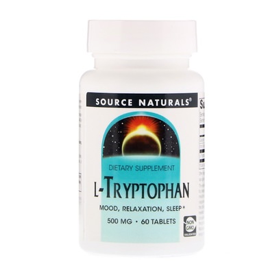 المكملات الغذائية، ل التربتوفان، الأحماض الأمينية Source Naturals, L-Tryptophan, 500 mg, 60 Tablets