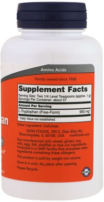 المكملات الغذائية، لتر التربتوفان Now Foods, L-Tryptophan Powder, 2 oz (57 g)