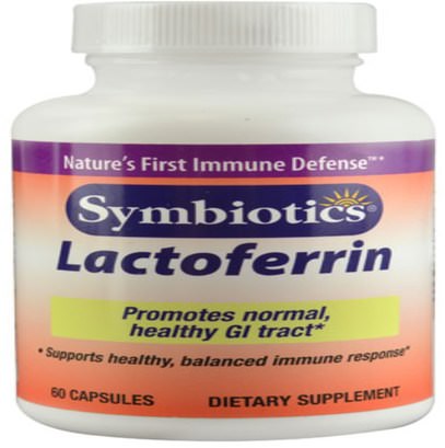 المكملات الغذائية، اللاكتوفيرين Symbiotics, Lactoferrin, 60 Capsules