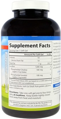 المكملات الغذائية، الليسيثين، والصحة Carlson Labs, Lecithin, 1200 mg, 300 Soft Gels