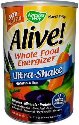 والمكملات الغذائية، والهدايا استبدال وجبة Natures Way, Alive! Ultra-Shake, Vanilla Flavor, 34 oz (975 g)