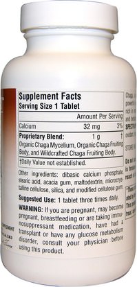 المكملات الغذائية، الفطر الطبية، الفطر تشاغا، كبسولات الفطر Planetary Herbals, Full Spectrum Chaga, 1,000 mg, 120 Tablets