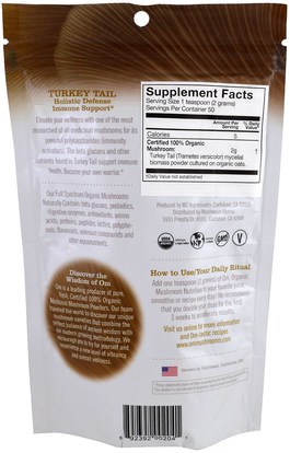 المكملات الغذائية، الفطر الطبية Organic Mushroom Nutrition, Turkey Tail, Mushroom Powder, 3.57 oz (100 g)