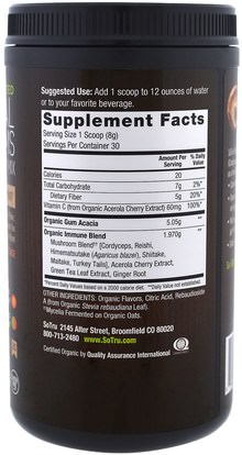المكملات الغذائية، الفطر الطبية SoTru, Organic Fermented, Medicinal Mushrooms Drink Mix, Stress & Immune Support, 8.46 oz (240 g)