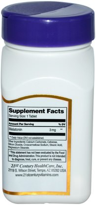 المكملات الغذائية، الميلاتونين 3 ملغ 21st Century, Melatonin, 3 mg, 200 Tablets