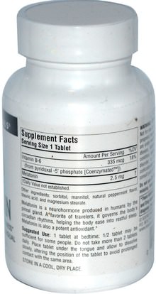 المكملات الغذائية، مجمع الميلاتونين Source Naturals, Melatonin, 2.5 mg, Peppermint Flavored Sublingual, 240 Tablets
