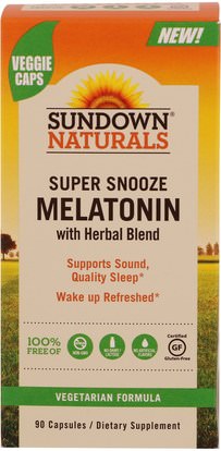 المكملات الغذائية، الميلاتونين Sundown Naturals, Super Snooze Melatonin, 90 Capsules
