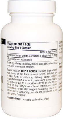 المكملات الغذائية، والمعادن، البورون Source Naturals, Triple Boron, 3 mg, 200 Capsules