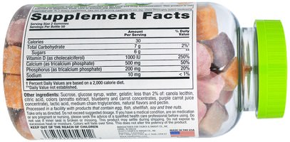 المكملات الغذائية، المعادن، كربونات الكالسيوم VitaFusion, Calcium, 500 mg, 100 Gummies