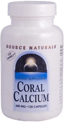 المكملات الغذائية، المعادن، الكالسيوم، الكالسيوم المرجانية Source Naturals, Coral Calcium, 600 mg, 120 Capsules