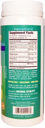 المكملات الغذائية، المعادن، الكالسيوم والمغنيسيوم، الهدوء الطبيعي Natural Vitality, Natural Calm Plus Calcium, Original (Unflavored), 8 oz (226 g)