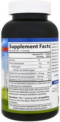 والملاحق، والمعادن، والكالسيوم فيتامين د، غوميز Carlson Labs, Calcium + D3 Gummies, Natural Fruit Flavors, 60 Veggie Gummies