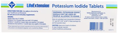 المكملات الغذائية، المعادن، اليود، يوديد البوتاسيوم Life Extension, Potassium Iodide Tablets, 130 mg, 14 Tablets