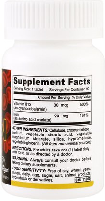 المكملات الغذائية، والمعادن، والحديد Deva, Vegan, Chelated Iron, 29 mg, 90 Tablets
