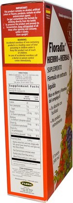المكملات الغذائية والمعادن والحديد والنباتات فلوراديكس Flora, Floradix, Iron + Herbs Supplement, Liquid Extract Formula, 17 fl oz (500 ml)