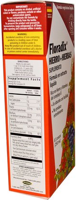 المكملات الغذائية والمعادن والحديد والنباتات فلوراديكس Flora, Floradix, Iron + Herbs Supplement, Liquid Extract Formula, 8.5 fl oz (250 ml)