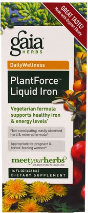 المكملات الغذائية، والمعادن، والحديد Gaia Herbs, PlantForce Liquid Iron, 16 fl oz (473 ml)