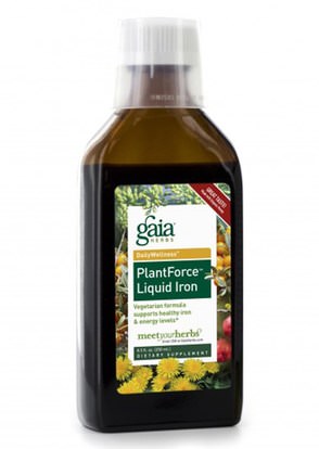 والملاحق، والمعادن، والحديد، والصحة Gaia Herbs, PlantForce Liquid Iron, 8.5 fl oz (250 ml)