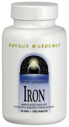 المكملات الغذائية، والمعادن، والحديد Source Naturals, Iron, 25 mg, 250 Tablets