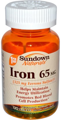 المكملات الغذائية، والمعادن، والحديد Sundown Naturals, Iron, 65 mg, 120 Tablets