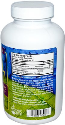 المكملات الغذائية، المعادن، المغنيسيوم Aerobic Life, Mag 07, Oxygenating Digestive System Cleanser, 180 Veggie Caps