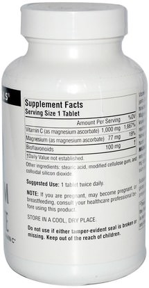 المكملات الغذائية، المعادن، أسكوربات المغنيسيوم Source Naturals, Magnesium Ascorbate, 1000 mg, 120 Tablets