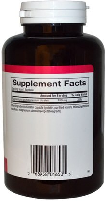 المكملات الغذائية، والمعادن، سيترات المغنيسيوم Natural Factors, Magnesium Citrate, 150 mg, 180 Capsules