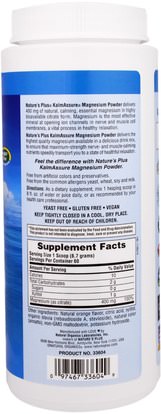 المكملات الغذائية، المعادن، المغنيسيوم Natures Plus, Kalmassure, Magnesium Powder, Orange Flavor, 400 mg, 1.15 lbs (522 g)