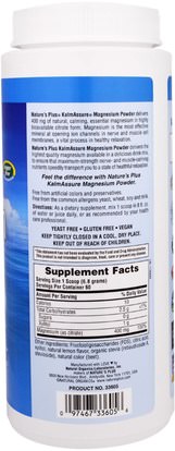المكملات الغذائية، المعادن، المغنيسيوم Natures Plus, Kalmassure Magnesium Powder, Pink Lemonade, 400 mg, 0.90 lb. (408 g)