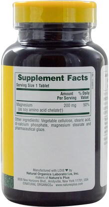 المكملات الغذائية، المعادن، المغنيسيوم Natures Plus, Magnesium, 200 mg, 90 Tablets