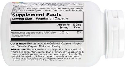 المكملات الغذائية، المعادن، المغنيسيوم Solaray, Magnesium, 200 mg, 100 Veggie Caps