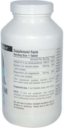 المكملات الغذائية، المعادن، المغنيسيوم Source Naturals, Calcium & Magnesium, 300 mg, 250 Tablets