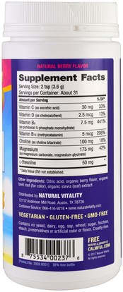والملاحق، والمعادن Natural Vitality, Calm Specifics, Kids, Calm-Focus Drink Mix, Natural Berry, 4 oz (113 g)