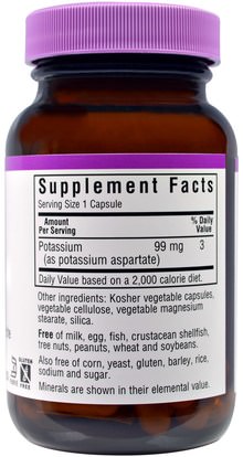 المكملات الغذائية، المعادن، البوتاسيوم Bluebonnet Nutrition, Potassium, 99 mg, 90 Veggie Caps