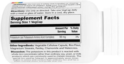 المكملات الغذائية، المعادن، البوتاسيوم Solaray, Potassium, 99 mg, 200 Veggie Caps