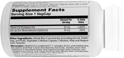 المكملات الغذائية، المعادن، الزنك Solaray, OptiZinc, 30 mg, 60 Veggie Caps