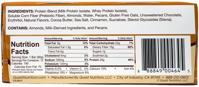 المكملات الغذائية، الحانات الغذائية، أشرطة البروتين Quest Nutrition, QuestBar, Protein Bar, Oatmeal Chocolate Chip, 12 Bars, 2.1 oz (60 g) Each