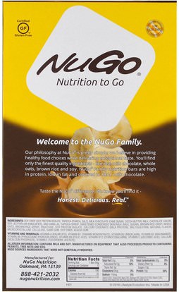 والمكملات الغذائية، والحانات الغذائية، والرياضة NuGo Nutrition, Nutrition To Go, Chocolate Banana Bars, 15, 1.76 oz (50 g) Each