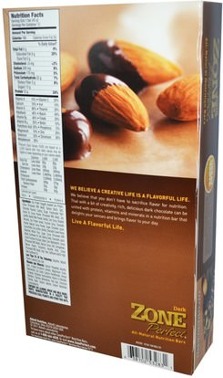 المكملات الغذائية، الحانات الغذائية ZonePerfect, Dark, All-Natural Nutrition Bars, Dark Chocolate Almond, 12 Bars, 1.58 oz (45 g) Each