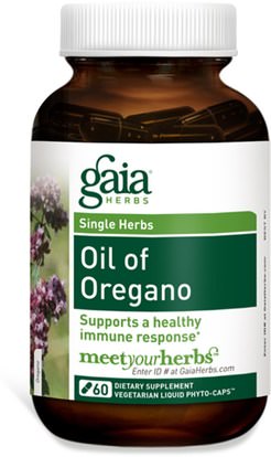المكملات الغذائية، زيت أوريغانو Gaia Herbs, Oil of Oregano, 60 Vegetarian Liquid Phyto-Caps