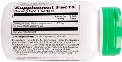 المكملات الغذائية، زيت أوريغانو Solaray, Oil of Oregano, 150 mg, 60 Softgels